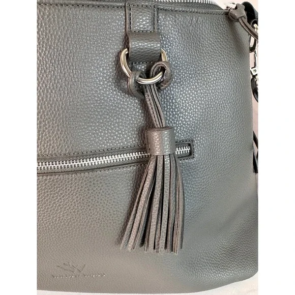Willow Wood Gray Tote Bag Crossbody Purse Front Pocket Tassel Accent - Picture 9 of 12